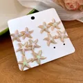 Set de 6 pares de pendientes de estrella de mar de esmalte de colores estilo de verano - 11# Multicolor (Juego de 5 Pares)