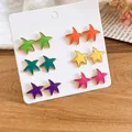 Juego de seis pares de pendientes de estrella de mar de colores en estilo veraniego minimalista - 14# Multicolor (Juego de 6 Pares)