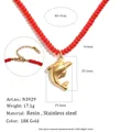18K Gouden dolfijn hanger ketting met rode hars kralen en roestvrij staal - Dolfijn Stijl (N3929) / Goud