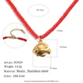 18-karaats vergulde roestvrijstalen vishanger ketting met rode glazen kralen - Tropische Vis Stijl (N3929) / Goud