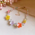 Braccialetto colorato con perline stile dopamina e fiori in resina con chiusura regolabile - Bracciale / Colorato
