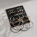 Detailed view of the 20-piece metallic hoop earring set in silver, gold and rose gold. - 20 Pieces (10 Pairs) / Multicolor (Gold-Silver-Gun Black)