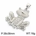 Silver iced-out frog pendant with sparkling rhinestones for hip hop fashion style - Frog Style (KP118822-LU) / Pendant Only (Without Chain)