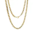 Men's gold-plated stainless steel Byzantine link chain necklace in bold imperial style - 4mm / Bracelet 18CM / Gold