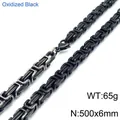 Collier chaîne byzantine pour homme en acier titane, noir oxydé, largeur 6 mm. - Bracelet à chaîne byzantine / 6mm x 18cm / Noir Oxydé