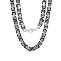 Collier chaîne byzantine pour hommes en acier inoxydable bicolore argent noir - Bracelet / 8mm x 18cm / Bicolore Noir