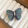 Exquisite blue and green embroidered lace butterfly duckbill hair clip for elegant spring hair - Butterfly Style Duckbill Clip / 1 Piece / Green