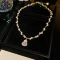 18K gold plated wulu gourd pendant necklace with white pearls displayed in jewelry box - Gourd Pendant Necklace (Gold Plated) / Gold-White