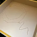 Elegant gold pearl and clear crystal beaded choker necklace for women luxury fashion gift - White Multi Tier / Gold