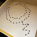 Elegant double-layered necklace with alternating black beads and white pearls SKU - Black Double Layer / Silver