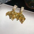 Sparkling French style minimalist gold stud earrings featuring baguette zircons and sequins - Gold