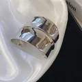 Detailed view of wide silver metallic cross hollow open cuff bracelet for women - 20# Bangle - Silver - Recessed