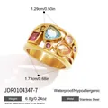 Detailed view with size and weight specs for a colorful zircon stainless steel ring - Colored Zirconia Ring (JDR0104347-7)
