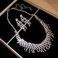 Ensemble collier et boucles d'oreilles en strass étincelants dans une boîte à bijoux - Style 4 Gland en Strass / Argent