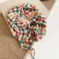 Sciarpa leggera in chiffon con motivo a quadri rosso verde e arancione per donna moda - Strisce Arcobaleno