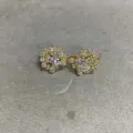 Elegant gold-plated zircon flower cluster hoop earrings for women jewelry - No Piercing Ear Clip (HE33843-1-) / Gold
