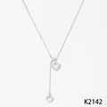 Collier cœur réglable en acier inoxydable argenté avec pendentifs en nacre, modèle K2142 - Argent