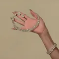 Elegante set di gioielli in argento con girocollo a doppia fila, bracciale e orecchini - Set di Orecchini Bracciale e Collana / Set da 3 pezzi / Argento