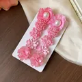 Elegante juego de 5 pares de pendientes de flores rosas y perlas para mujer moda - Set de 5 Pares (5#)