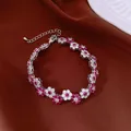Vibrant dopamine style floral bracelet with pink and white crystal stones - No 62 Pink White Dopamine Floral Style