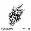 Vintage Celtic owl stainless steel pendant with silver eagle design for men's necklace - Celtic Knot Raptor Pendant (KP118886-LU)
