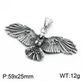 Vintage American Indian style stainless steel eagle pendant with detailed engraving - American Punk Flying Eagle Pendant (KP118887-LU)