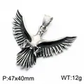Antique silver-toned eagle pendant in stainless steel with a detailed feather texture - Distressed Silver Raptor Pendant (KP118899-LU)