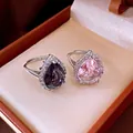 Luxuriöse birnenförmige Zirkonia-Ringe in einer hochwertigen Schmuck-Geschenkbox - Silber Stil Set