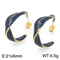 Boucles d'oreilles créoles torsadées en émail bleu marine doré 18 carats pour femme - Style Torsadé Bleu Foncé (KE134171-SP) / 21x6mm