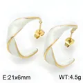 Boucles d'oreilles créoles torsadées chic en émail blanc et acier plaqué or 18 carats - Style Torsadé Blanc (KE134172-SP) / 21x6mm