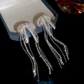 Boucles d'oreilles vintage à pompons argentés avec strass étincelants pour soirées - Style Gland Ovale Multi-couches (35#)