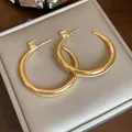 Macro detail of 18k gold plated hoop earrings with shimmering zircon on silver needle pins - Round Style / Gold