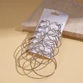 6-pair set of minimalist silver hoop earrings in varying sizes on a white card display - 6 Pairs Set / Silver