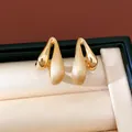 Elegant 18k gold plated teardrop earrings with a brushed and polished dual finish - 18K Gold Plated Style / One Pair / Gold