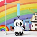 Detail of a cute panda plush keychain featuring a blue hoodie and a matching lanyard - 15cm / Colorblock Hoodie Panda (Chuanyi Panda) / Colorful Lanyard / Light Blue/White