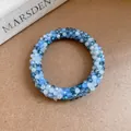 Bracelet et collier magnétiques en perles de cristal bleu et blanc de style bohème - Bracelet / Bleu-Gris