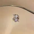 Close-up of sparkling heart zirconia ear cuffs with Cupid's arrow design in silver - Cupid's Arrow Style (6#)