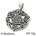 Vintage Viking Valknut pendant in durable titanium steel with Celtic knotwork design - Valknut Rune Style (KP118620-LU) / 36x33mm