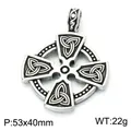 Retro Viking Celtic cross pendant in durable titanium steel with intricate knotwork patterns - Celtic Cross Style (KP118652-LU) / 53x40mm