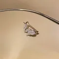 Elegant silver-colored ear cuff with sparkling zircon leaf design for non-pierced ears - Wings Style (11#)