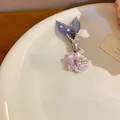 Elegant purple mermaid tail and flower hair clip with faux pearl and crystal accents. - Mermaid Tail Flower Duckbill Clip / Single Piece / Purple