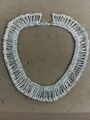 Vintage pleated lace silver choker necklace featuring intricate shimmering crystal design - Necklace / Silver