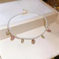 Élégant collier de perles tulipe en zircon pour femme avec une finition dorée luxe - Collier Tulipe / Or/Blanc/Rose