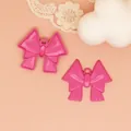 Hot pink matte spray paint bow alloy charm for DIY jewelry making and bag decor - Rose Red