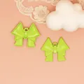 Handmade lime green spray-painted alloy bow pendant accessory for DIY jewelry making - Light Green