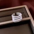 Close-up of a silver multi-layer threaded ring with vintage textured finish. - Multi-Layer Ribbed Style / Silver