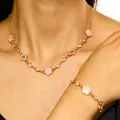 Parure de bijoux dorés avec breloques fleurs roses et collier bracelet étoile en cristal - Ensemble Collier & Bracelet / Ensembles / Or (Fleur Rose)