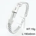 Stainless steel mesh woven bracelet with belt buckle design, silver finish, 190mm - Silver (KB213339-KFC) / 190x6mm