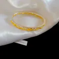 Elegant two-tone gold and silver lace hollow bangle with crystal encrusting for women - Hollow Lace Bangle / Gold Narrow Style (HB6072)