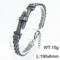 Stainless steel mesh woven bracelet with belt buckle design in vintage finish - Antique Silver (KB213340-KFC) / 190x6mm